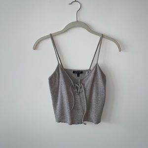 Topshop Lace-Up Ribbed Camisole